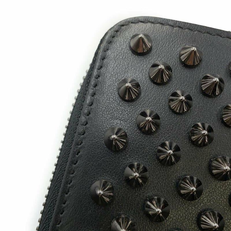 クリスチャン・ルブタン 長財布 パネトーネ スパイク スタッズ レザー 1175099 Christian Louboutin 黒