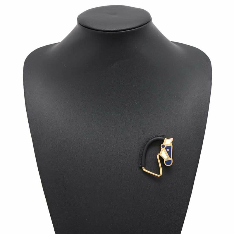 エルメス ブローチ シュバル・グランド・パラード ラッカーブラック メタル/スイフト HERMES 黒