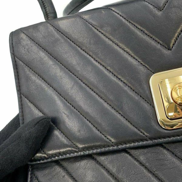 シャネル ショルダーバッグ シェブロン ココマーク ラムスキン CHANEL 黒 ヴィンテージ