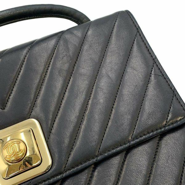 シャネル ショルダーバッグ シェブロン ココマーク ラムスキン CHANEL 黒 ヴィンテージ