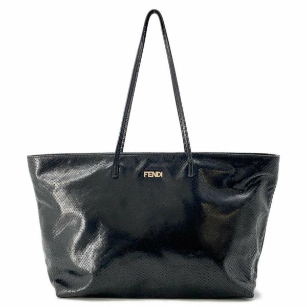 フェンディ トートバッグ ロゴ パイソン 8BH185 FENDI バッグ 黒