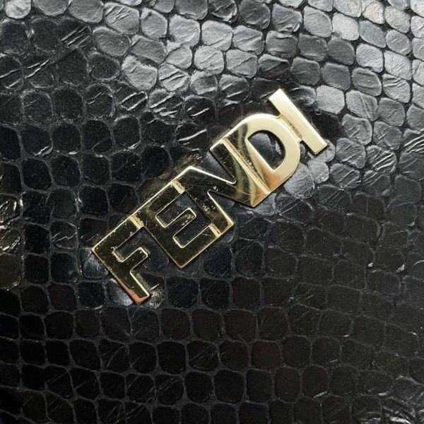 フェンディ トートバッグ ロゴ パイソン 8BH185 FENDI バッグ 黒