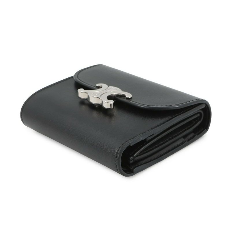 セリーヌ 三つ折り財布 トリオンフ スモール フラップウォレット 10D783DPV.38SI CELINE 黒