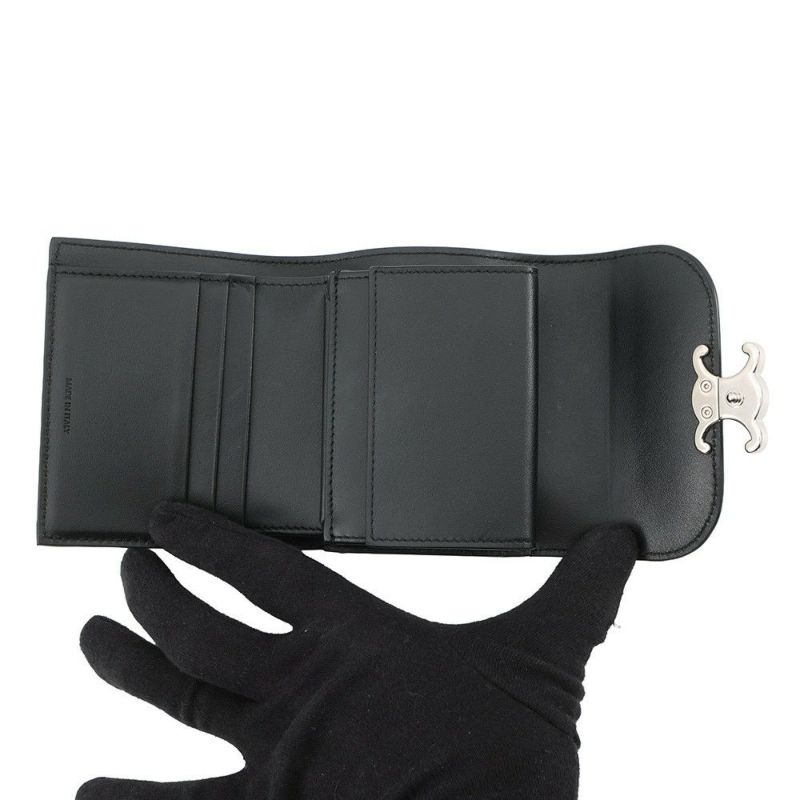 セリーヌ 三つ折り財布 トリオンフ スモール フラップウォレット 10D783DPV.38SI CELINE 黒