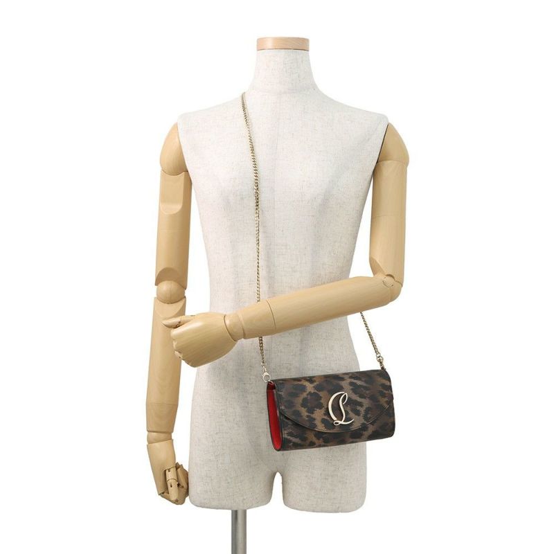 クリスチャン・ルブタン チェーンウォレット LOUBI54 ヒョウ柄 レザー 3235267 Christian Louboutin 長財布