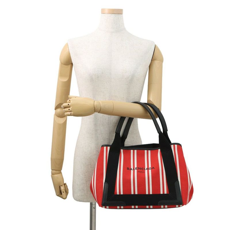 バレンシアガ トートバッグ ストライプ ネイビーカバス S 339933 BALENCIAGA ポーチ付