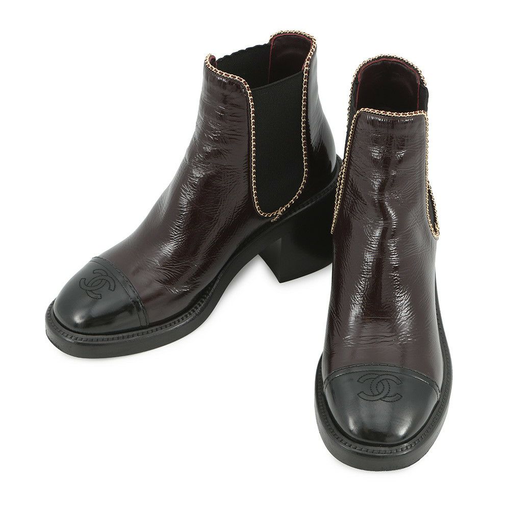 シャネル ショートブーツ サイドゴア ココマーク レザー レディースサイズ37C G46804 CHANEL 靴 黒