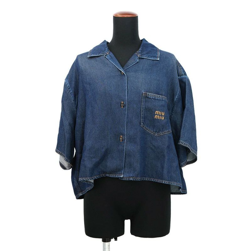 ミュウミュウ シャツ ロゴ デニムシャツ レディースサイズ36 GWC105 MIUMIU トップス