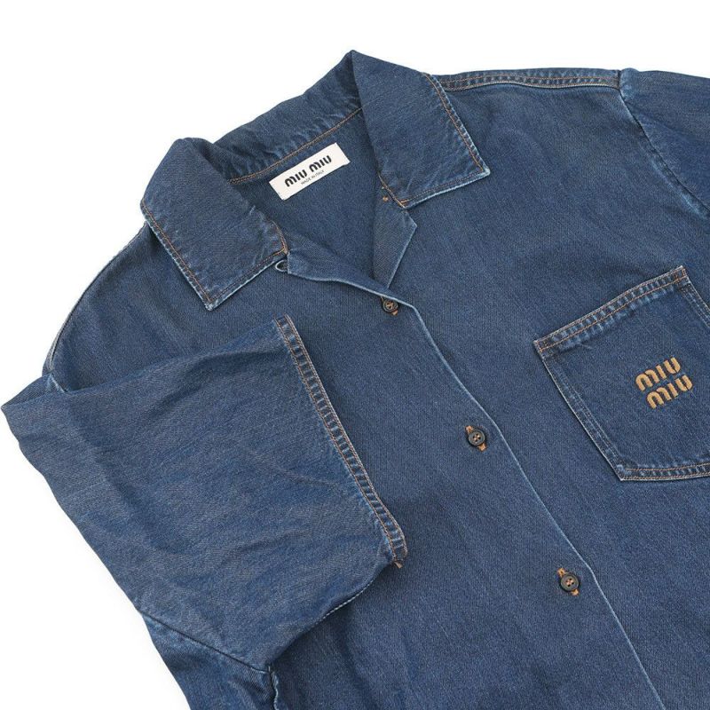ミュウミュウ シャツ ロゴ デニムシャツ レディースサイズ36 GWC105 MIUMIU トップス