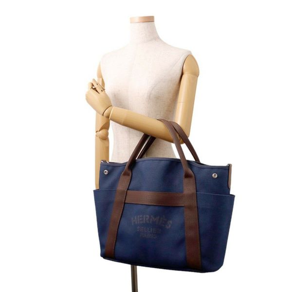 エルメス サックドパンサージュ グルーム SAC DE PANSAGE GROOM ネイビー/フー B刻印 2way