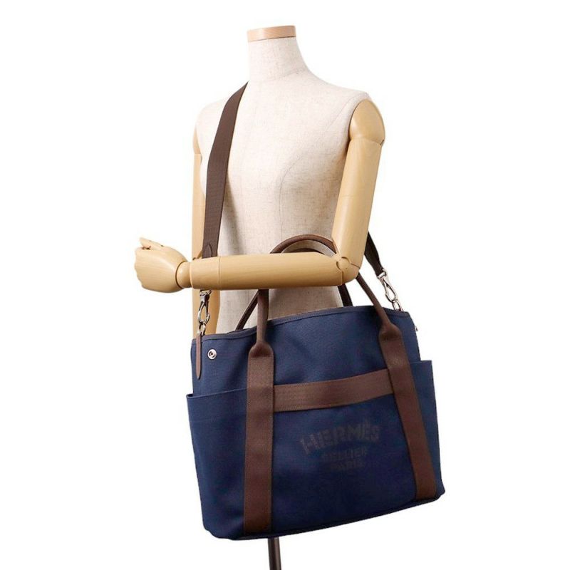 エルメス サックドパンサージュ グルーム SAC DE PANSAGE GROOM ネイビー/フー B刻印 2way