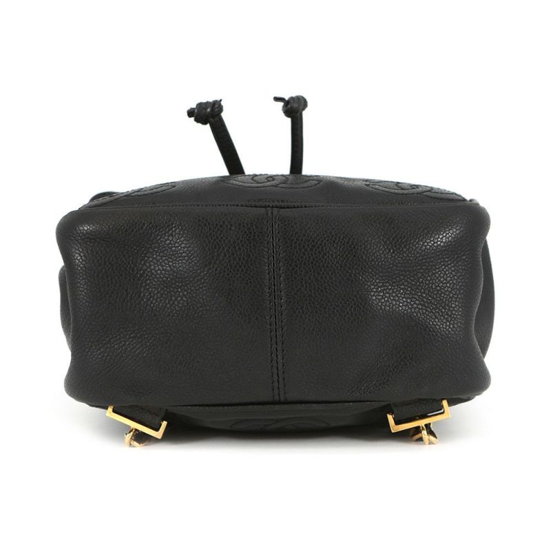 シャネル リュック トリプルココマーク キャビアスキン CHANEL バックパック バッグ 黒