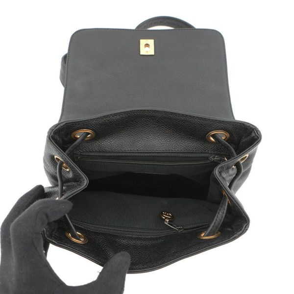 シャネル リュック トリプルココマーク キャビアスキン CHANEL バックパック バッグ 黒