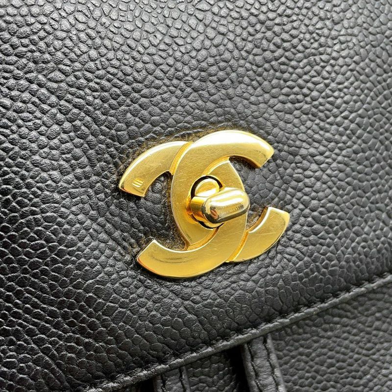 シャネル リュック トリプルココマーク キャビアスキン CHANEL バックパック バッグ 黒