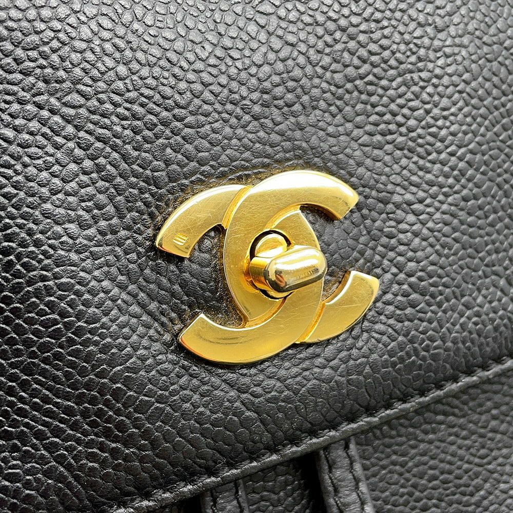 シャネル リュック トリプルココマーク キャビアスキン CHANEL バックパック バッグ 黒