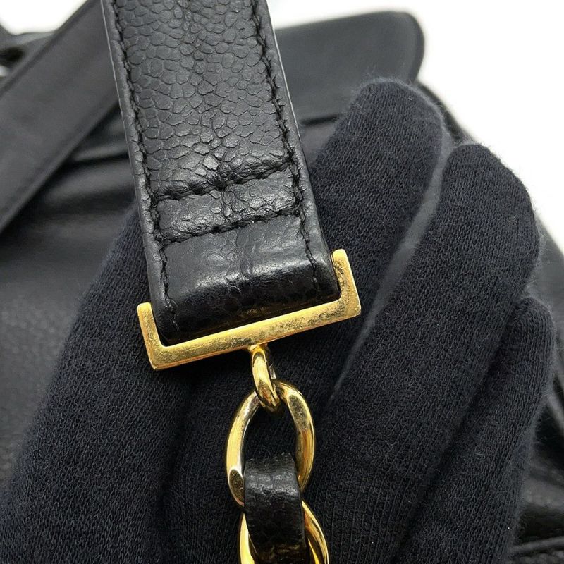 シャネル リュック トリプルココマーク キャビアスキン CHANEL バックパック バッグ 黒