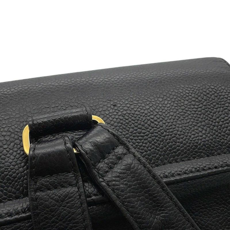 シャネル リュック トリプルココマーク キャビアスキン CHANEL バックパック バッグ 黒