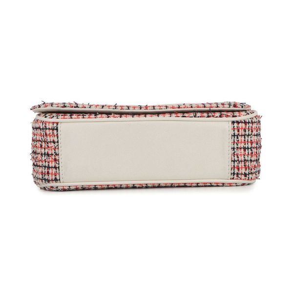 シャネル チェーンショルダーバッグ デカココ ココマーク フルフラップ ツイード/レザー CHANEL 白