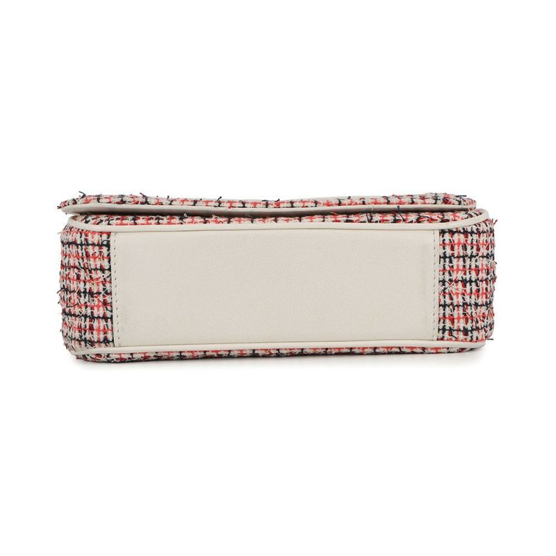 シャネル チェーンショルダーバッグ デカココ ココマーク フルフラップ ツイード/レザー CHANEL 白