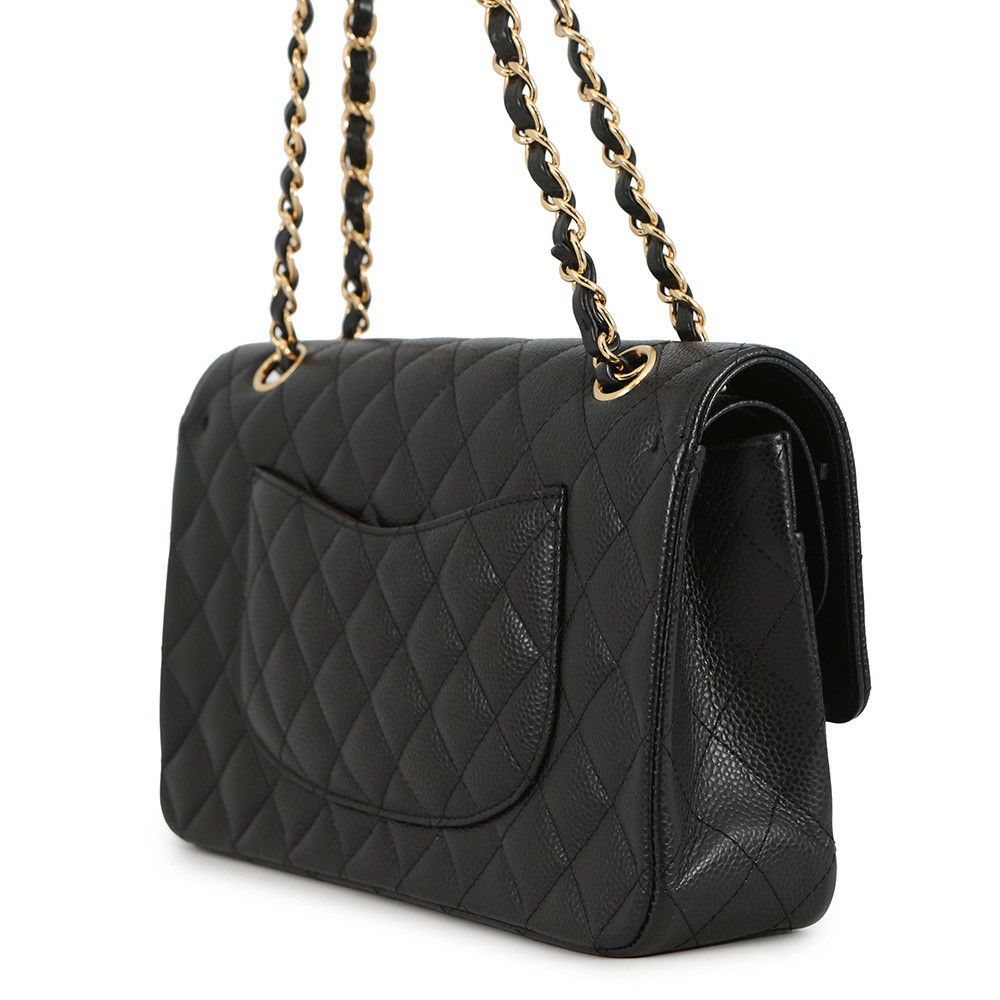 シャネル チェーンショルダーバッグ マトラッセ25 ココマーク ダブルチェーン キャビアスキン A01112 CHANEL 黒