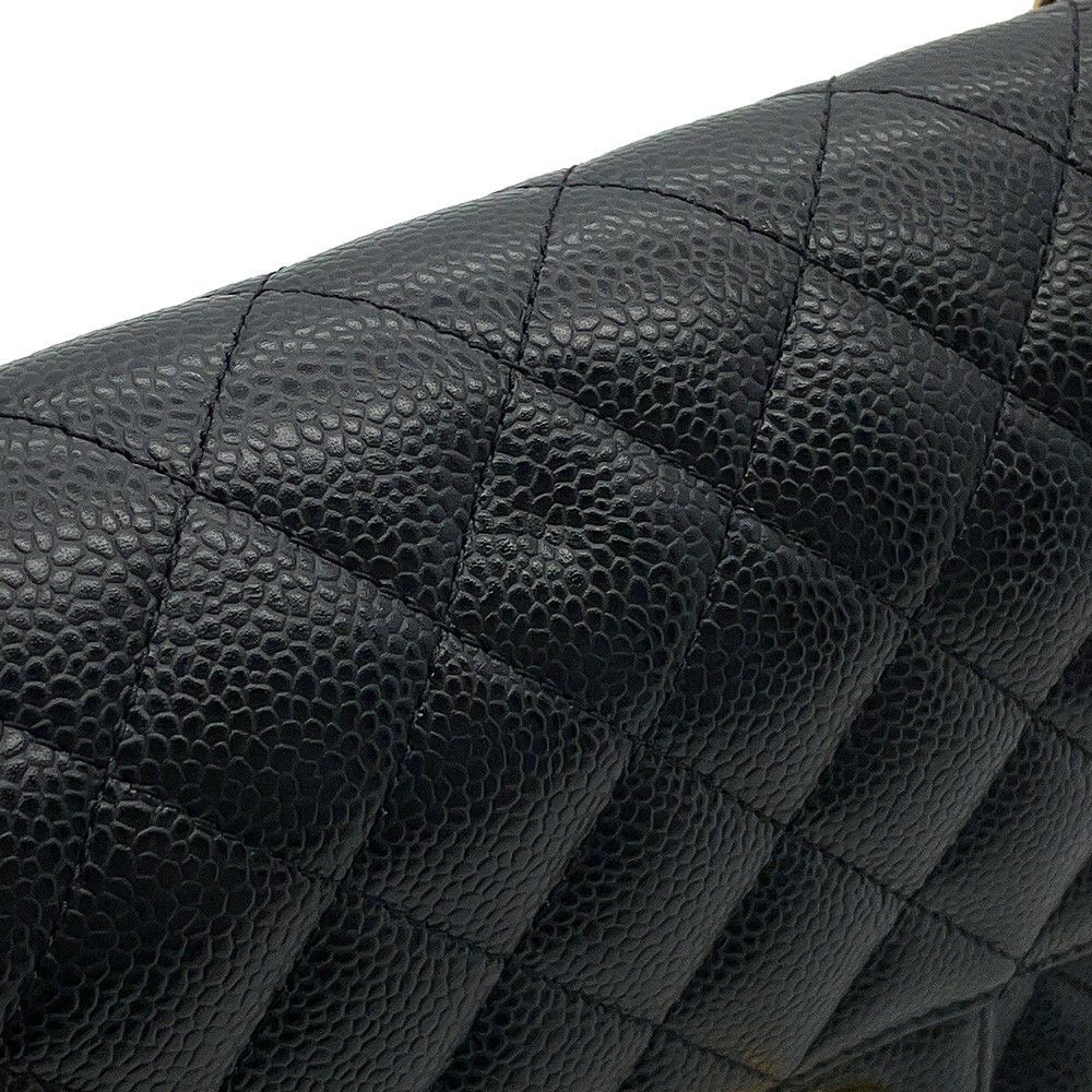 シャネル チェーンショルダーバッグ マトラッセ25 ココマーク ダブルチェーン キャビアスキン A01112 CHANEL 黒