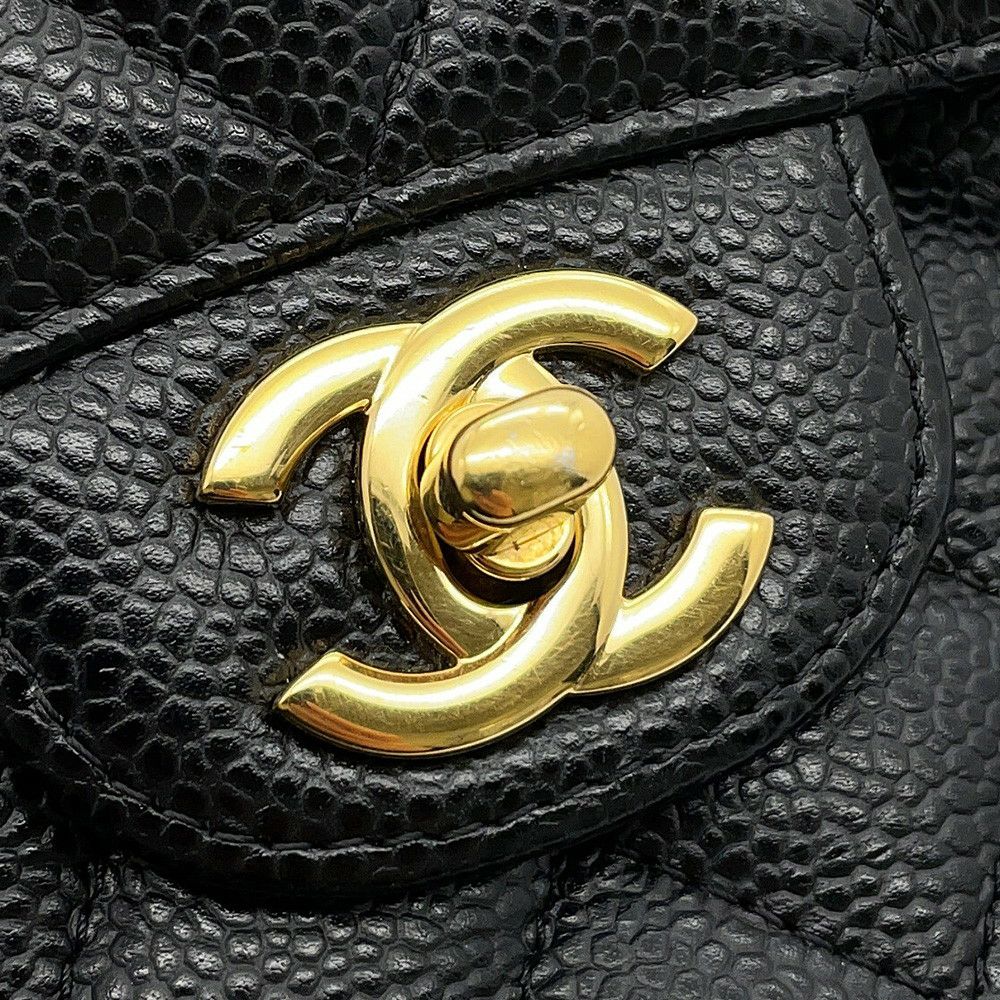 シャネル チェーンショルダーバッグ マトラッセ25 ココマーク ダブルチェーン キャビアスキン A01112 CHANEL 黒