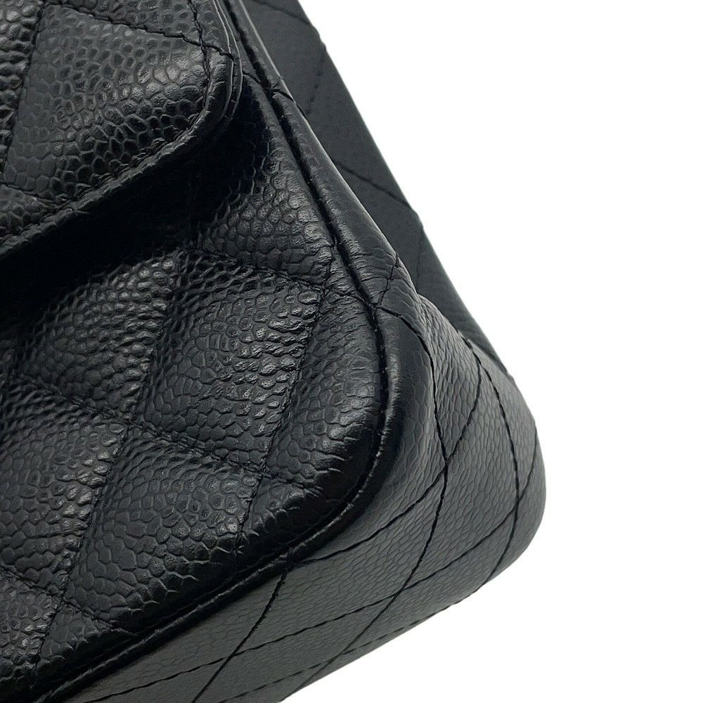 シャネル チェーンショルダーバッグ マトラッセ25 ココマーク ダブルチェーン キャビアスキン A01112 CHANEL 黒
