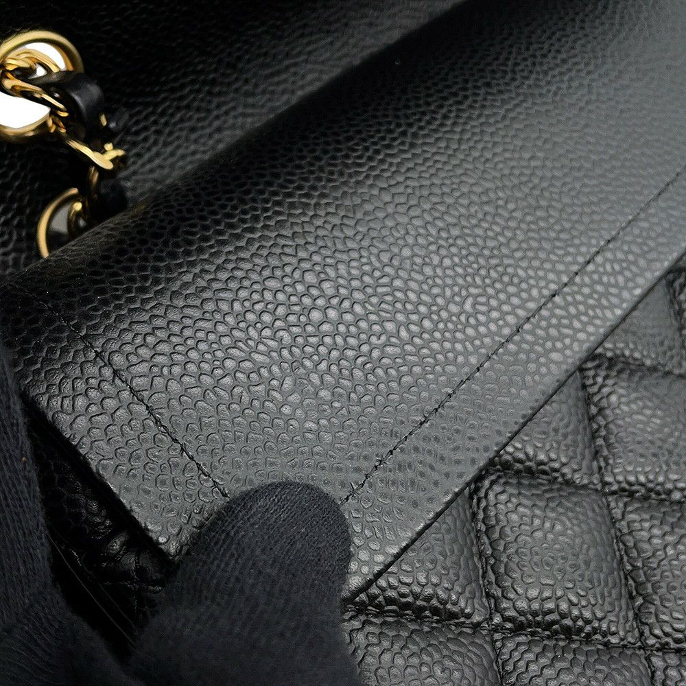 シャネル チェーンショルダーバッグ マトラッセ25 ココマーク ダブルチェーン キャビアスキン A01112 CHANEL 黒