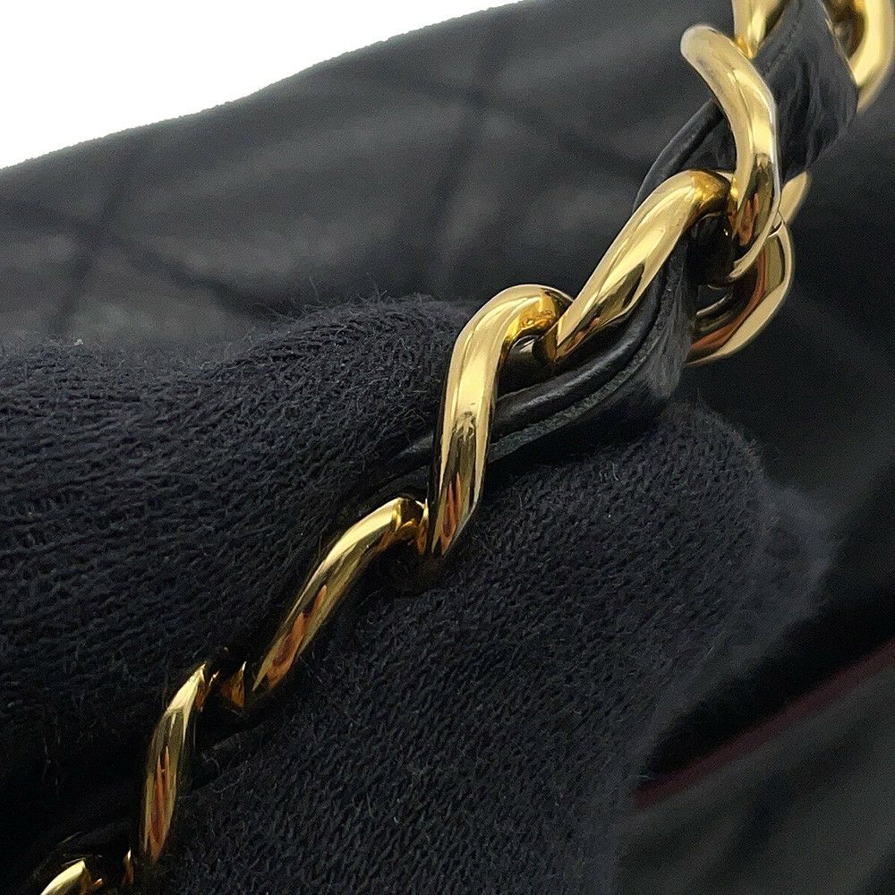 シャネル チェーンショルダーバッグ マトラッセ25 ココマーク ダブルチェーン キャビアスキン A01112 CHANEL 黒