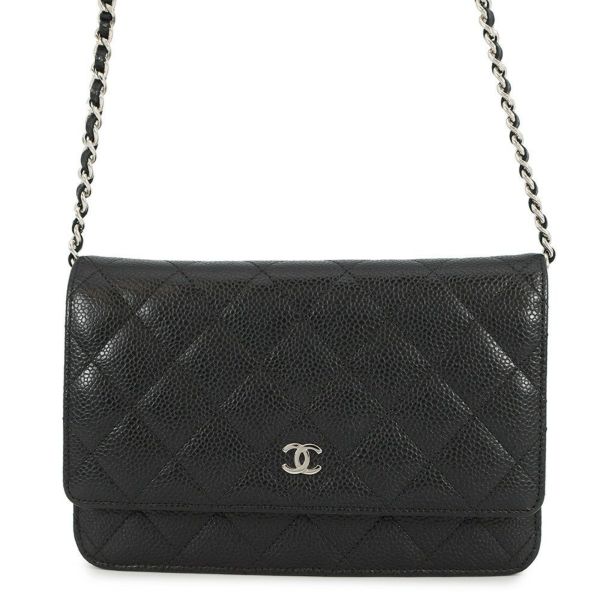 シャネル チェーンウォレット クラシック マトラッセ ココマーク キャビアスキン AP0250 CHANEL 財布 黒
