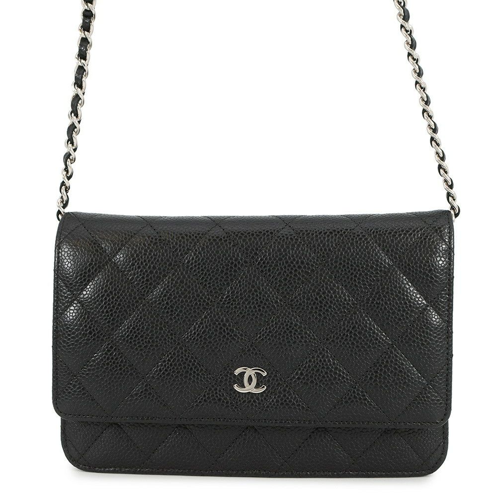 シャネル チェーンウォレット クラシック マトラッセ ココマーク キャビアスキン AP0250 CHANEL 財布 黒