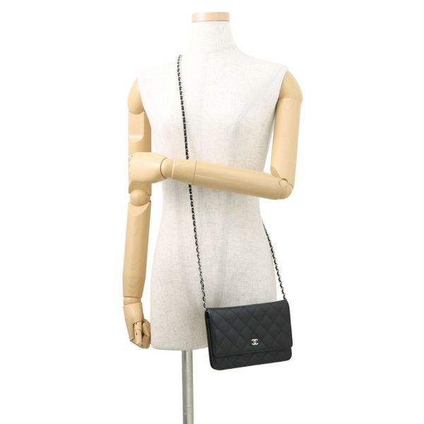 シャネル チェーンウォレット クラシック マトラッセ ココマーク キャビアスキン AP0250 CHANEL 財布 黒