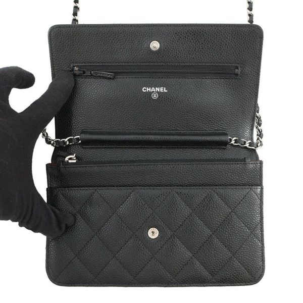 シャネル チェーンウォレット クラシック マトラッセ ココマーク キャビアスキン AP0250 CHANEL 財布 黒