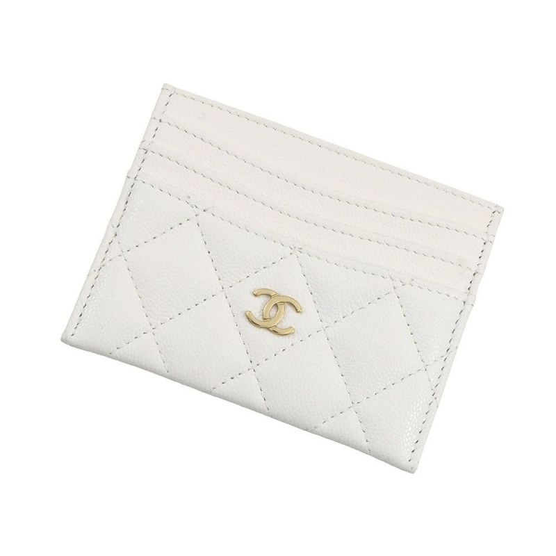 シャネル カードケース クラシック マトラッセ ココマーク キャビアスキン AP4472 CHANEL パスケース 名刺入れ 白