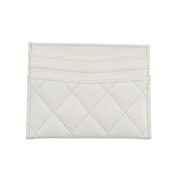 シャネル カードケース クラシック マトラッセ ココマーク キャビアスキン AP4472 CHANEL パスケース 名刺入れ 白