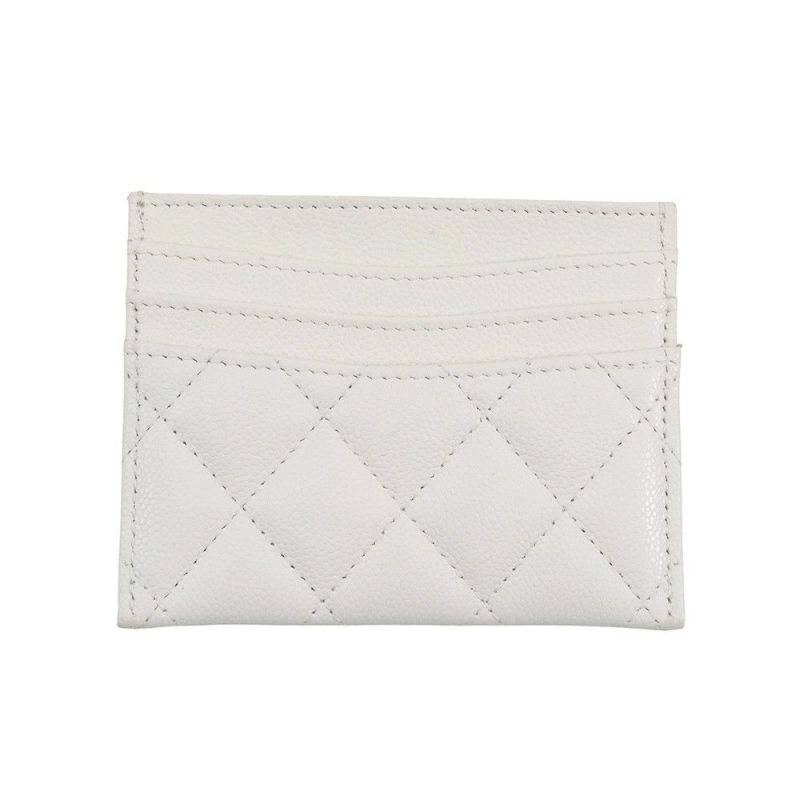 シャネル カードケース クラシック マトラッセ ココマーク キャビアスキン AP4472 CHANEL パスケース 名刺入れ 白