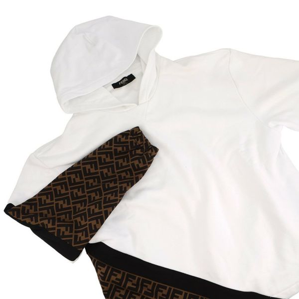 フェンディ パーカー FF切り替え フーディ コットン メンズサイズS FAF681 FENDI トップス 白