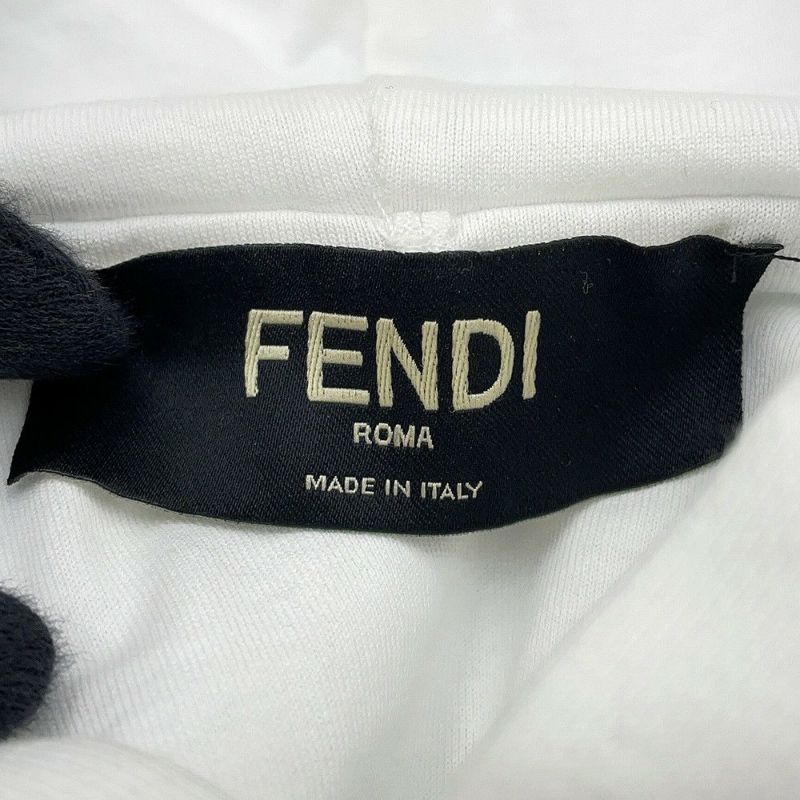フェンディ パーカー FF切り替え フーディ コットン メンズサイズS FAF681 FENDI トップス 白