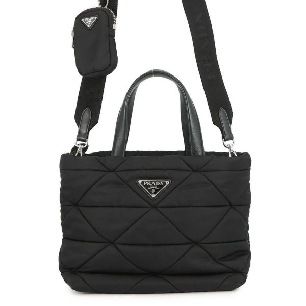 プラダ ハンドバッグ スモール パデッドRe-Nylon トートバッグ ナイロン レザー 1BG373 PRADA 2way 黒