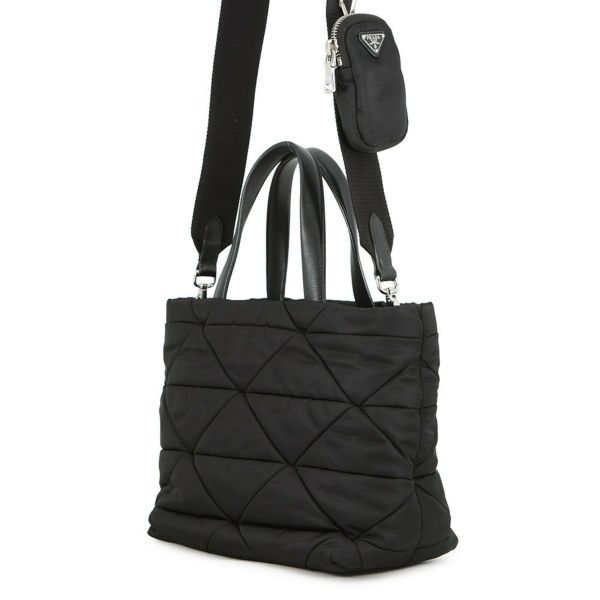 プラダ ハンドバッグ スモール パデッドRe-Nylon トートバッグ ナイロン レザー 1BG373 PRADA 2way 黒