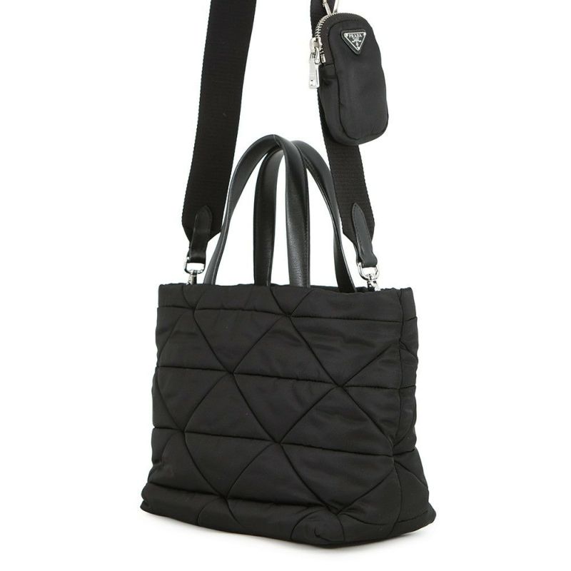 プラダ ハンドバッグ スモール パデッドRe-Nylon トートバッグ ナイロン レザー 1BG373 PRADA 2way 黒