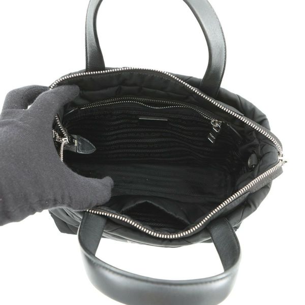 プラダ ハンドバッグ スモール パデッドRe-Nylon トートバッグ ナイロン レザー 1BG373 PRADA 2way 黒