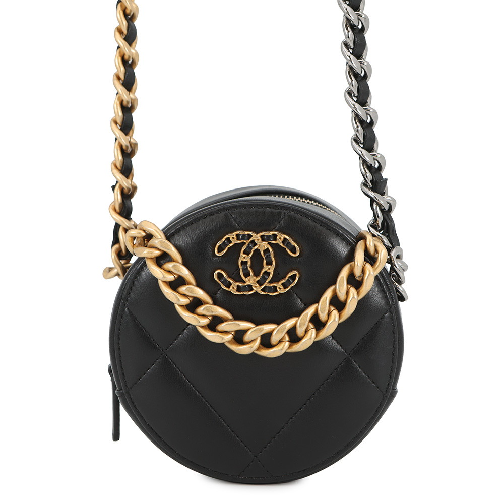 シャネル チェーンショルダーバッグ シャネル19 マトラッセ ココマーク ラムスキン AP0945 CHANEL 黒