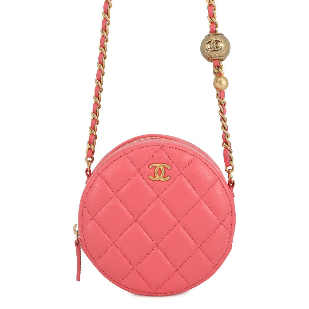 シャネル チェーンショルダーバッグ マトラッセ ココマーク ラウンド ココボール ラムスキン CHANEL