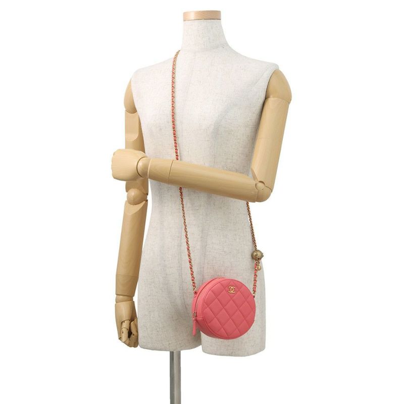 シャネル チェーンショルダーバッグ マトラッセ ココマーク ラウンド ココボール ラムスキン CHANEL