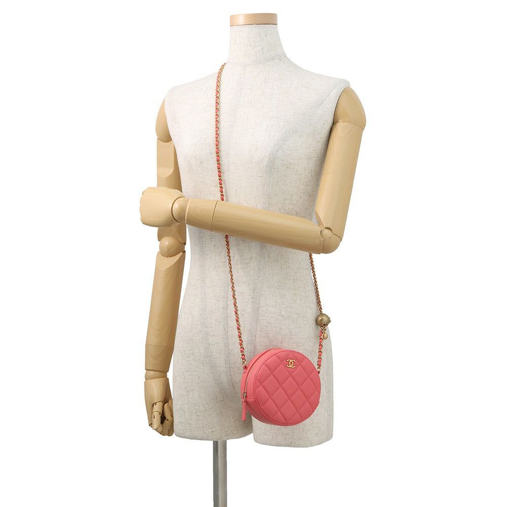 シャネル チェーンショルダーバッグ マトラッセ ココマーク ラウンド ココボール ラムスキン CHANEL