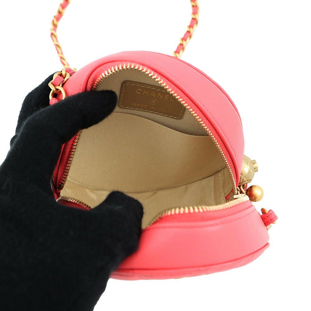シャネル チェーンショルダーバッグ マトラッセ ココマーク ラウンド ココボール ラムスキン CHANEL