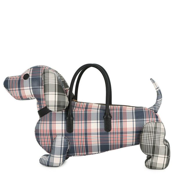 トムブラウン ハンドバッグ HECTOR ヘクター チェック柄 レザー THOM BROWNE 犬 ダックスフント アニマルバッグ