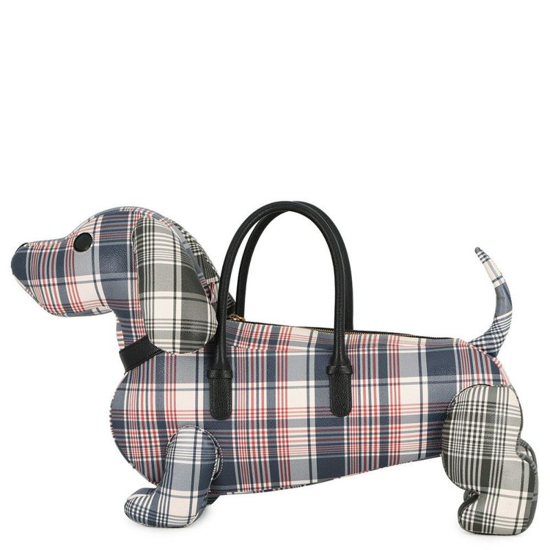 トムブラウン ハンドバッグ HECTOR ヘクター チェック柄 レザー THOM BROWNE 犬 ダックスフント アニマルバッグ