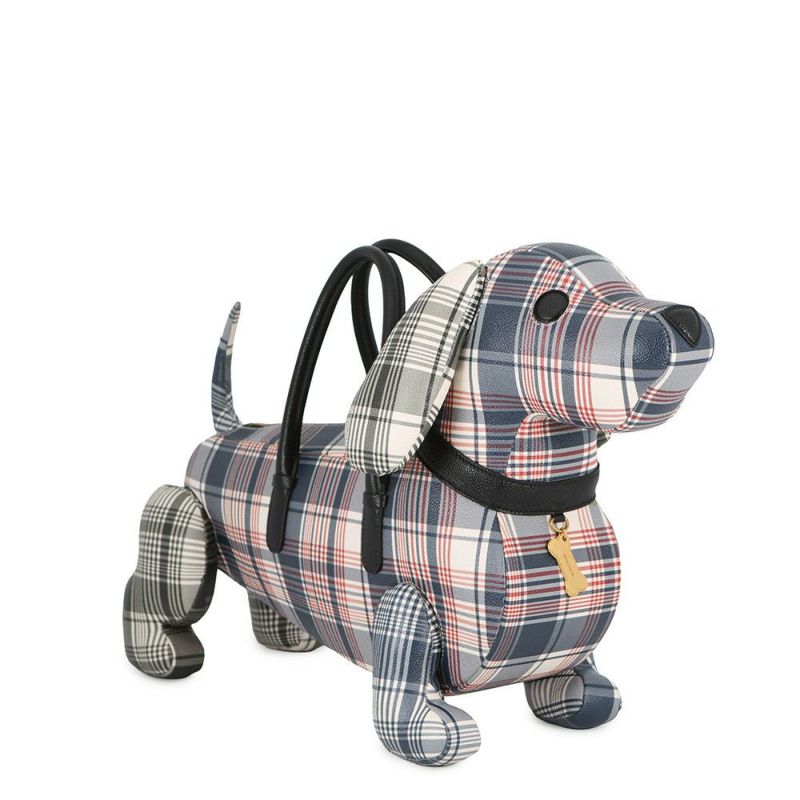 トムブラウン ハンドバッグ HECTOR ヘクター チェック柄 レザー THOM BROWNE 犬 ダックスフント アニマルバッグ
